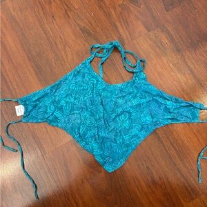 Teal Floral Halter Top